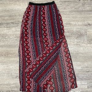 Red and Black Maxi Skirt